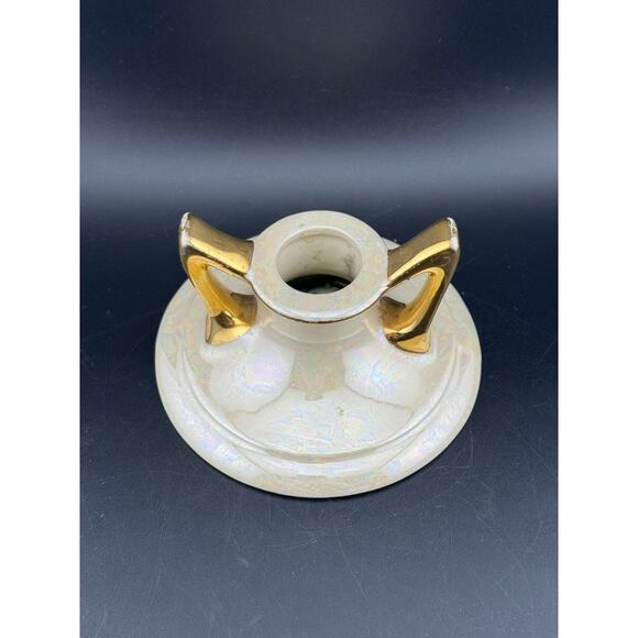 Vintage Pearl China Co Lusterware 22K Gold Candlestick Holder - Picture 2 of 6